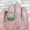 Vintage 14K Yellow Gold Opal Cluster Ring