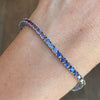 14K White Gold Multi Color Sapphire Tennis Bracelet
