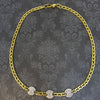 Vintage 18K Gold Diamond Stations Curb Link Chain Necklace