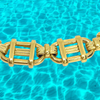 18K Yellow Gold Stylized Solid Links Bracelet