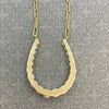 Vintage 14K Yellow Gold Pearl Horseshoe Paperclip Chain Necklace