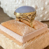 Vintage Ming's Hawaii 14K Yellow Gold Large Lavender Jade Ring