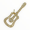 Vintage 18K Yellow Gold Diamond Set Guitar Pendant