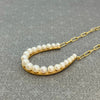 Vintage 14K Yellow Gold Pearl Horseshoe Paperclip Chain Necklace