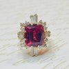 Vintage 18K Gold Rubellite Tourmaline & Diamond Ring