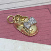 Vintage 14K Yellow Gold and Diamond Baby Shoe Charm Pendant