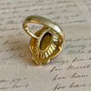 Victorian 14K Yellow Gold Coral and Enamel Ring