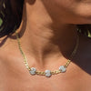 Vintage 18K Gold Diamond Stations Curb Link Chain Necklace