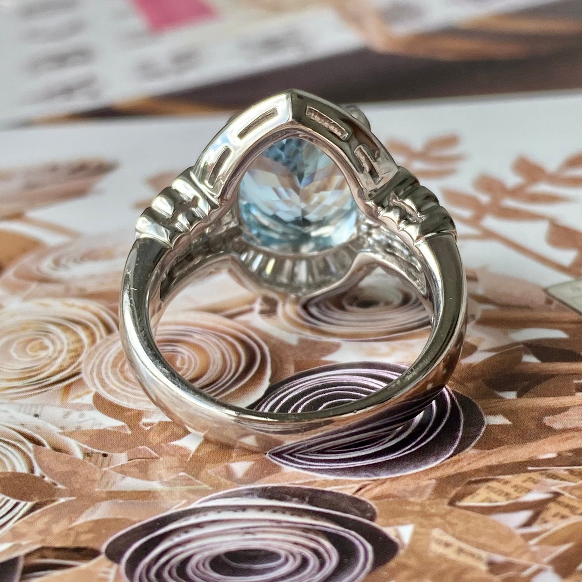 Vintage platinum on sale aquamarine ring