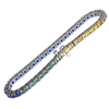 14K White Gold Multi Color Sapphire Tennis Bracelet