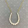 Vintage 14K Yellow Gold Pearl Horseshoe Paperclip Chain Necklace