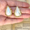 Vintage 14K Yellow Gold Mabe Pearl Earrings