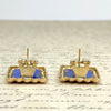 Vintage 14K Yellow Gold Lapis Lazuli Earrings