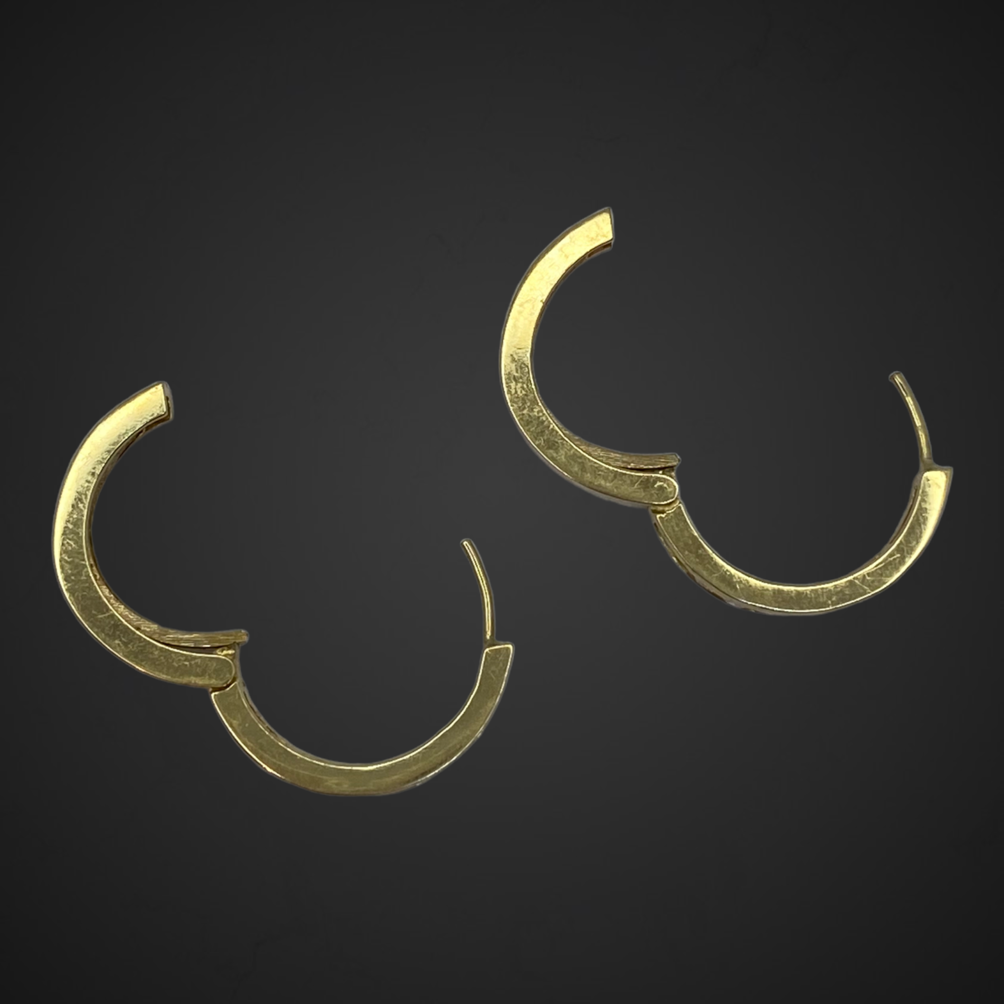 Vintage 14K Yellow Gold Hinged Diamond Hoop Earrings