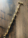 Vintage 18K Yellow Gold Marquise Links Toggle Bracelet