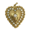 Vintage 14K Yellow Gold and Pearl Large Heart Shape Locket Pendant