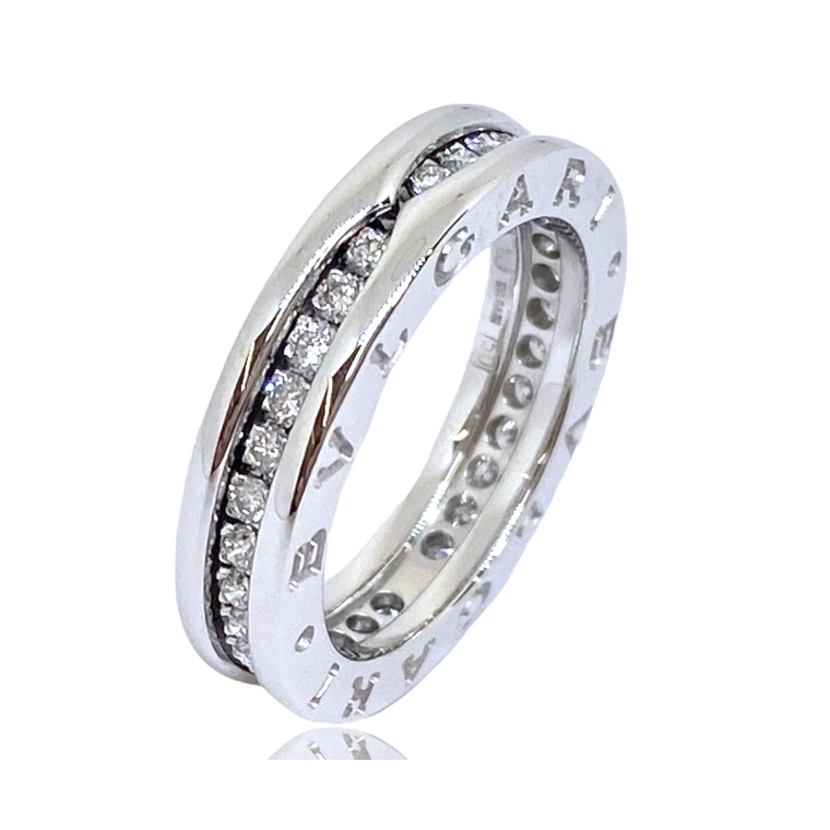 Bulgari B.Zero1 One 18K White Gold Diamond Band Ring Size 50