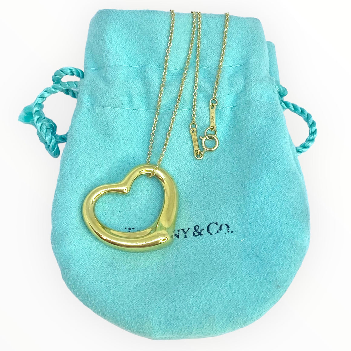 Tiffany & Co. Elsa Peretti 18K Yellow Gold Open Heart Pendant Necklace