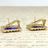 Vintage 14K Yellow Gold Lapis Lazuli Earrings