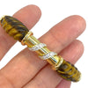 Vintage 14K Yellow Gold Tiger's Eye and Diamond Bangle Bracelet