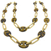 Vintage Tiger's Eye Quartz and 18K Yellow Gold Large Links Necklace
