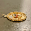 Vintage 14K Yellow Gold Oval Cat Charm Pendant