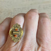Victorian 14K Yellow Gold Coral and Enamel Ring