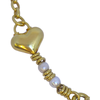 Large 18K Yellow Gold Puffy Hearts and Pearls Toggle Necklace