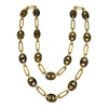 Vintage Tiger's Eye Quartz and 18K Yellow Gold Large Links Necklace