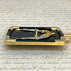 Erte' "A" from the Alphabet Collection Black Onyx & Diamond 14K Gold Pin