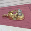 Vintage 14K Yellow Gold and Diamond Baby Shoe Charm Pendant