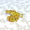 Vintage 18K Gold Multi Gemstone Rooster Brooch