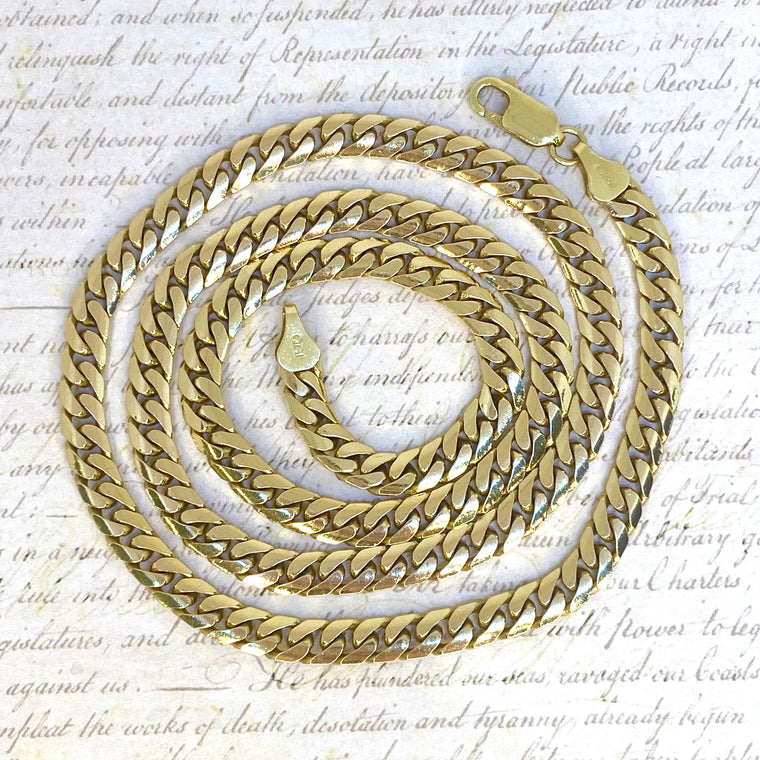 Vintage 14K Yellow Gold 24 Inch Curb Link Chain Necklace