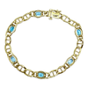 Vintage 14K Yellow Gold Blue Topaz Mariner Links Bracelet